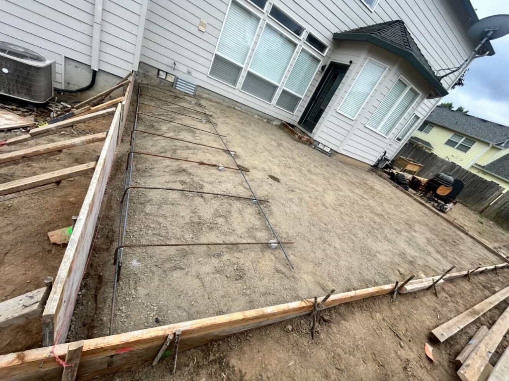 Before: area prepared with formwork and rebar